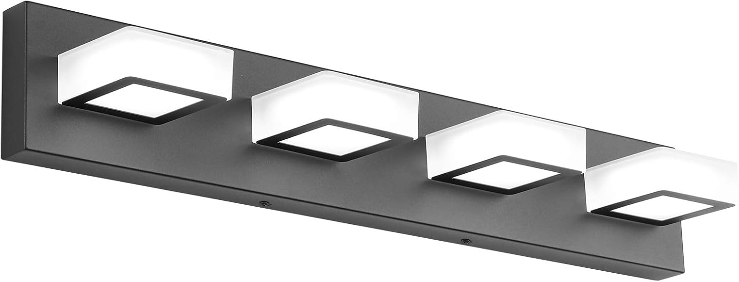 Modern Matte Black Bathroom Vanity Lights with 4 LED Fixtures