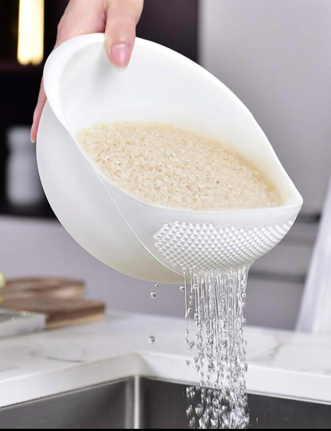 2-In-1 Rice Strainer & Washer - White