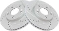 Front Brake Rotors Set Premium G-Coated Slotted X Drilled - 2 Piece