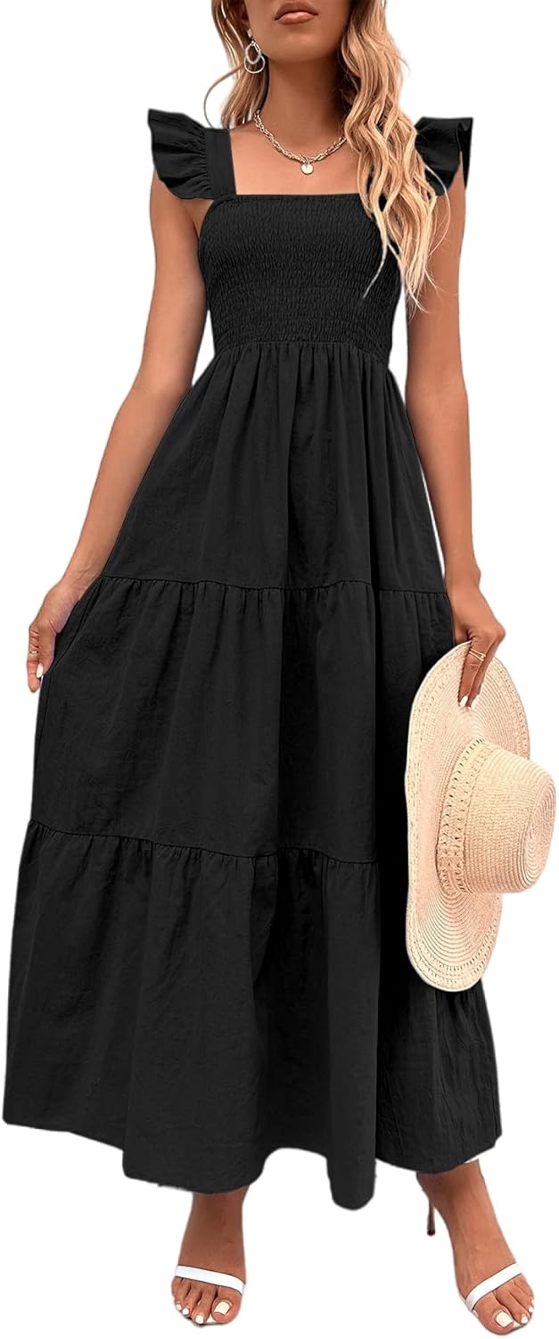 MakeMeChic Women's Floral Maxi Dress for Beach Vacation Style