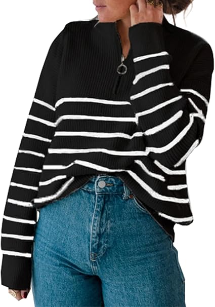 Amkoyam Women's Striped Sweaters for Casual Fall Winter Wear