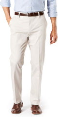 Mens Straight Fit Signature Lux Cotton Stretch Khaki Pant - Creased