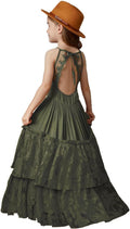 Girls Lace Back Full-Length Backless Tulle Party Dress (Style VCQL)