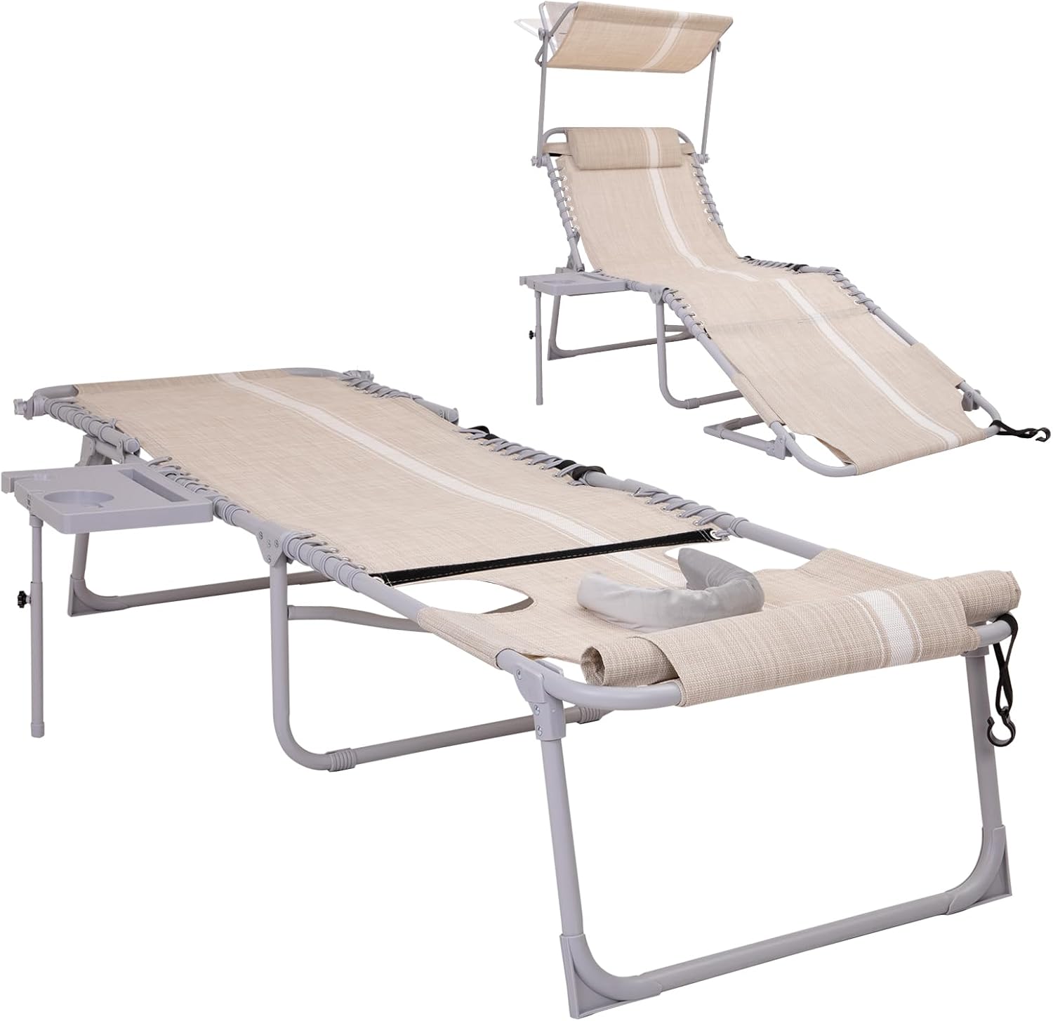 WEJOY 4 in 1 Tanning Chair with Face Hole & Canopy for Comfort