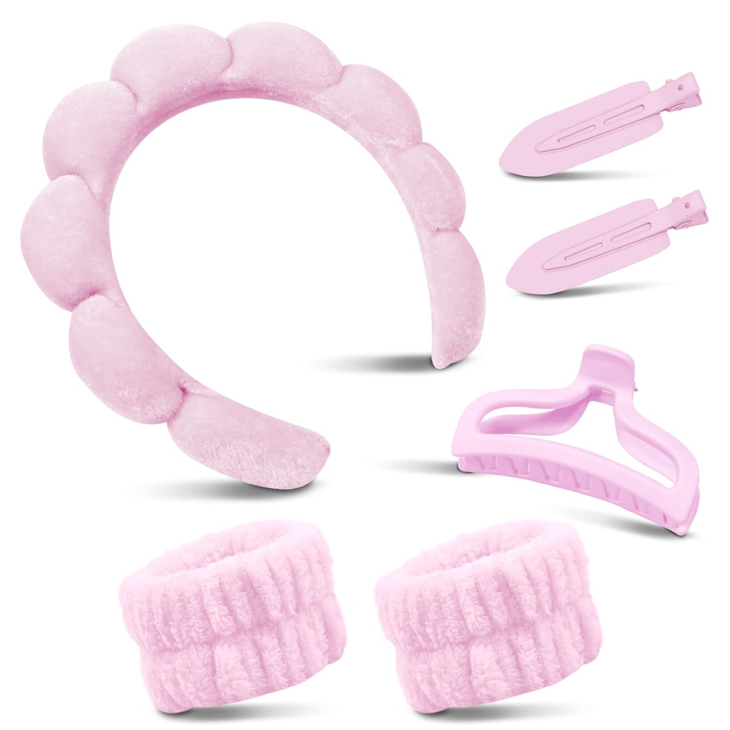 Pink Velvet Spa Headband Set - Skincare & Makeup Must-Have