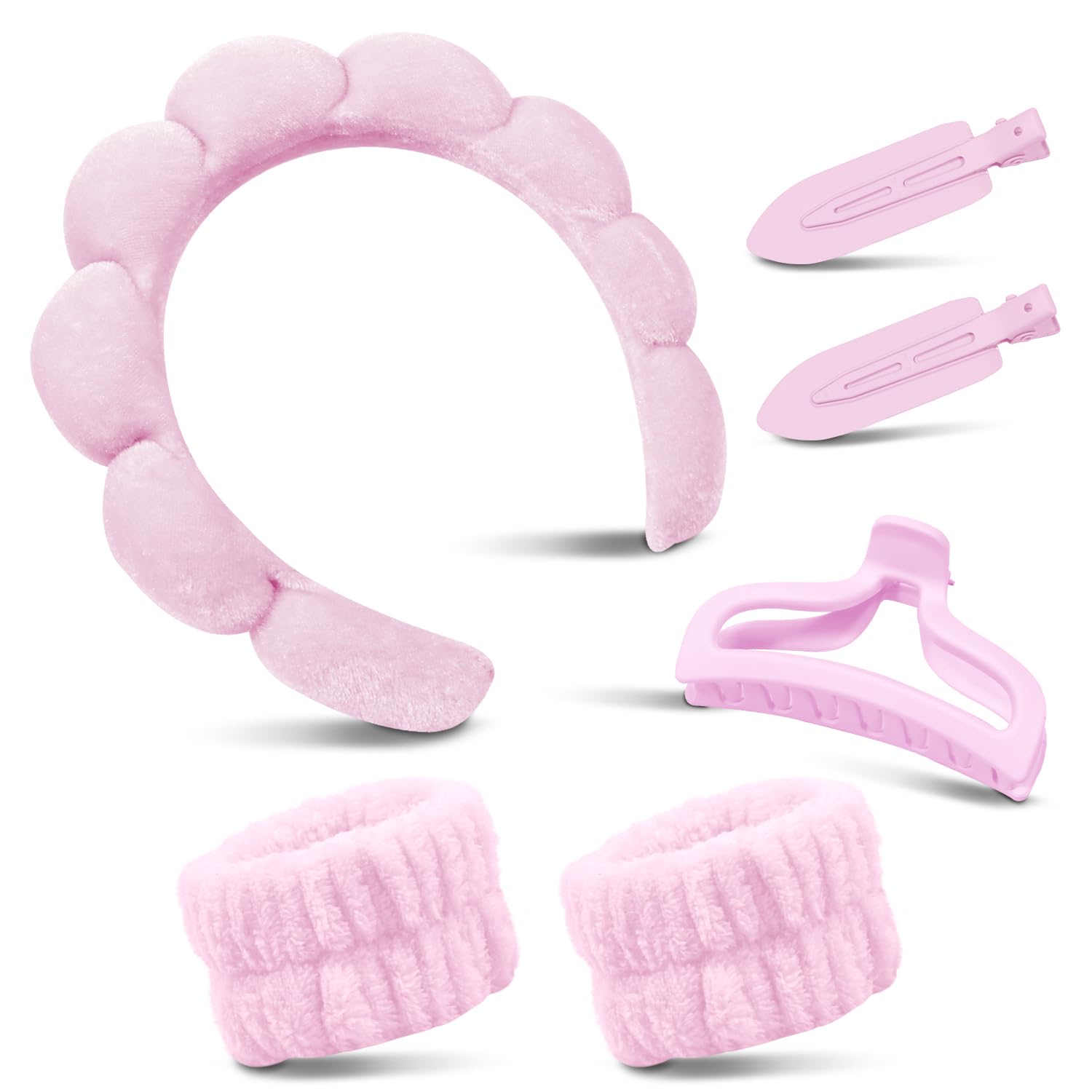 Pink Velvet Spa Headband Set - Skincare & Makeup Must-Have