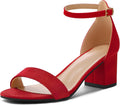 Women's Chunky Low Heels Open Toe Ankle Strap Pumps - Dress Sandals