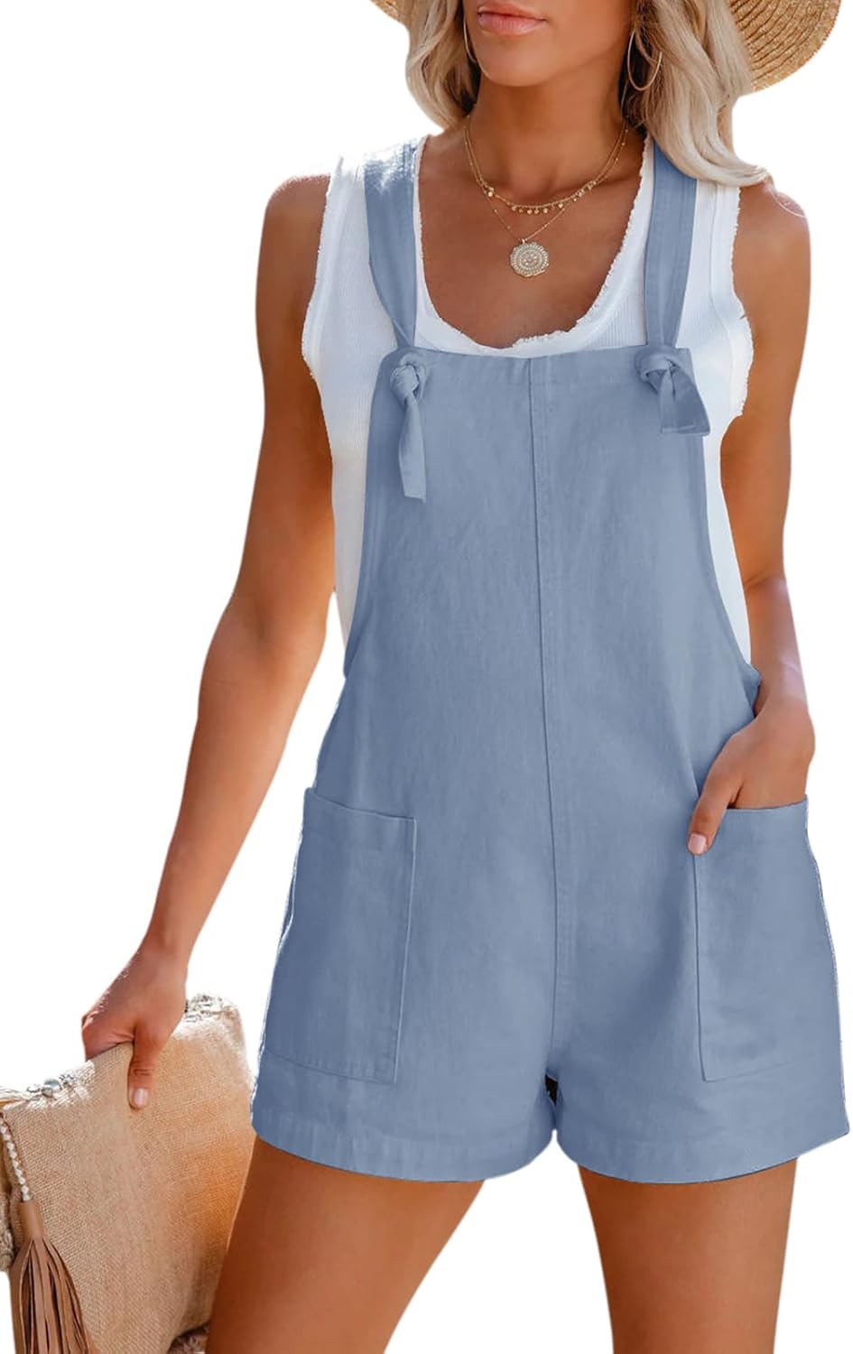Women's Summer Casual Sleeveless Rompers with Pockets for Style