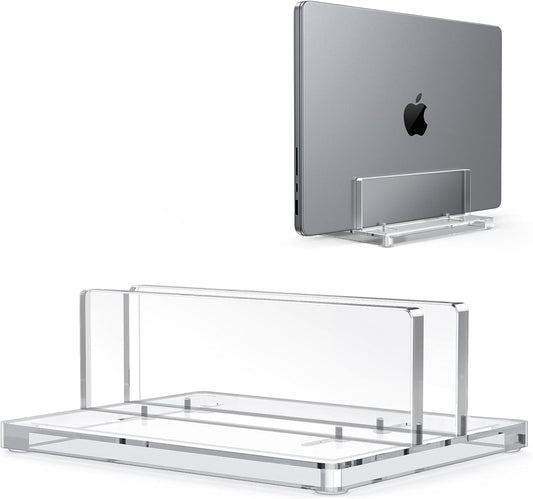 Clear Acrylic Vertical Laptop Stand: Space-Saving Solution