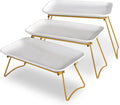 3 Tier Serving Tray Set with Gold Combinable Rack - Stylish Display