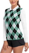 Womens Long Sleeve 1/4 Zip Polo Shirt - Moisture Wicking Performance
