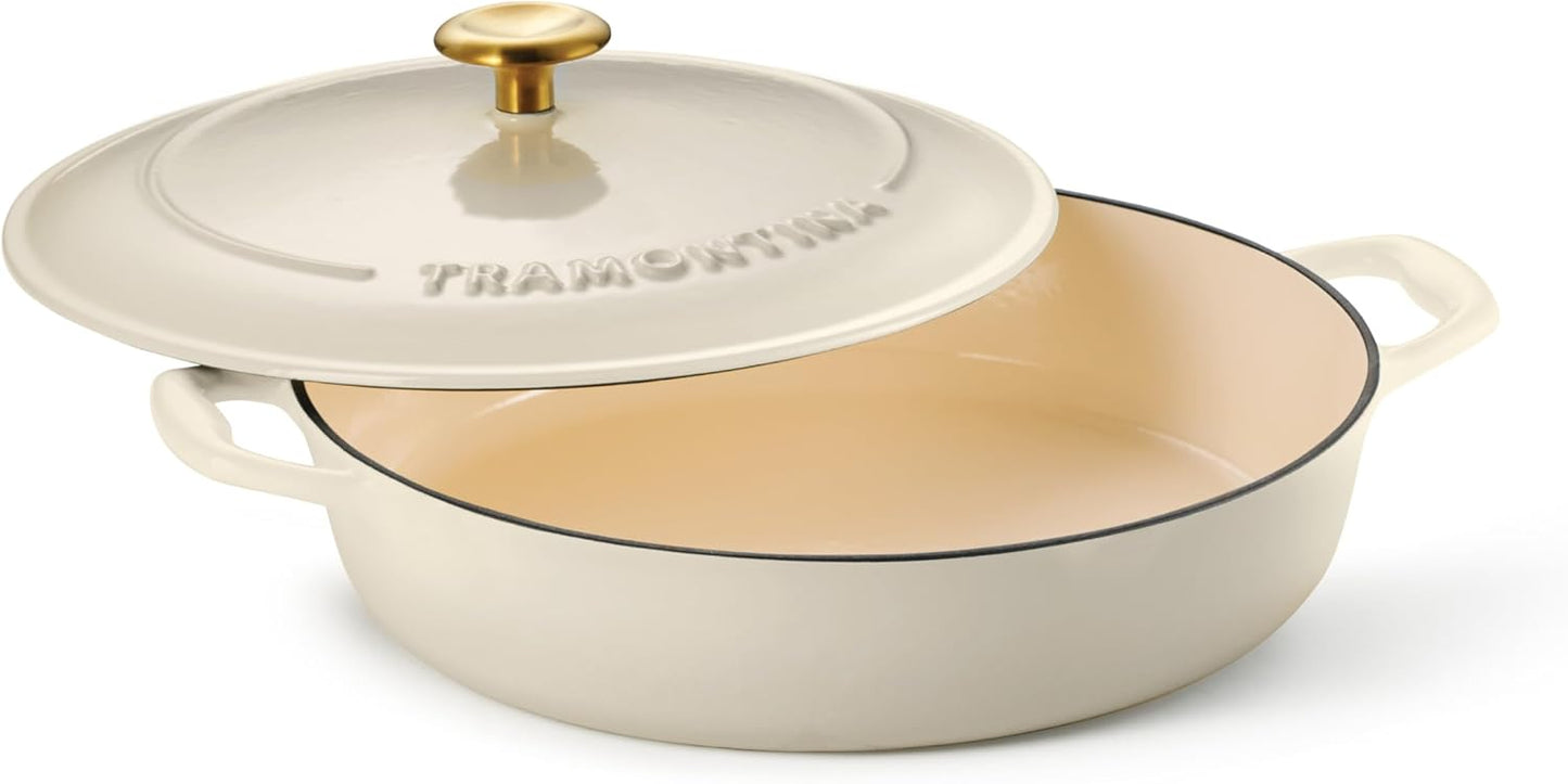 Tramontina Enameled Cast Iron Braiser Pan with Lid for Cooking