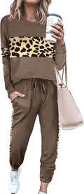 Womens 2 Piece Sets Long Sleeve Tops & High Waisted Sweatpants - Cozy