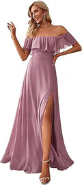 Off The Shoulder Ruffle Maxi Dress - Flattering Empire Waist