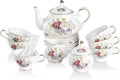 Porcelain Tea Sets Vintage Floral Relief Gold Rimmed - Elegant 22pc