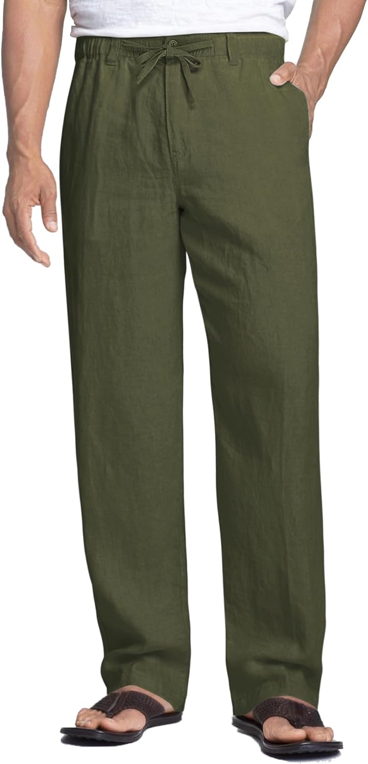 COOFANDY Men's Casual Linen Pants for Beach and Summer Wear