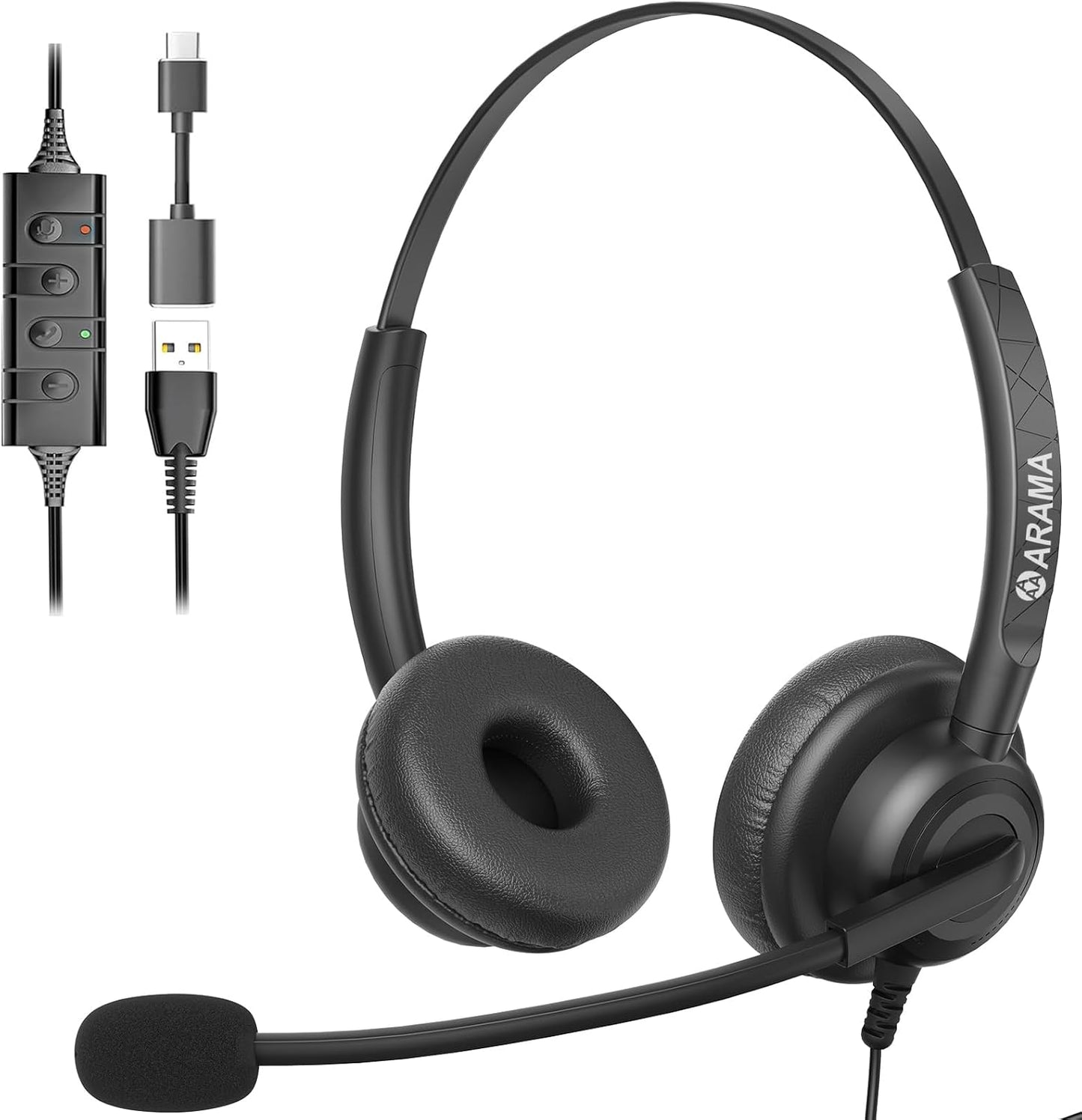Arama USB Headset with Microphone for PC and Laptop Use
