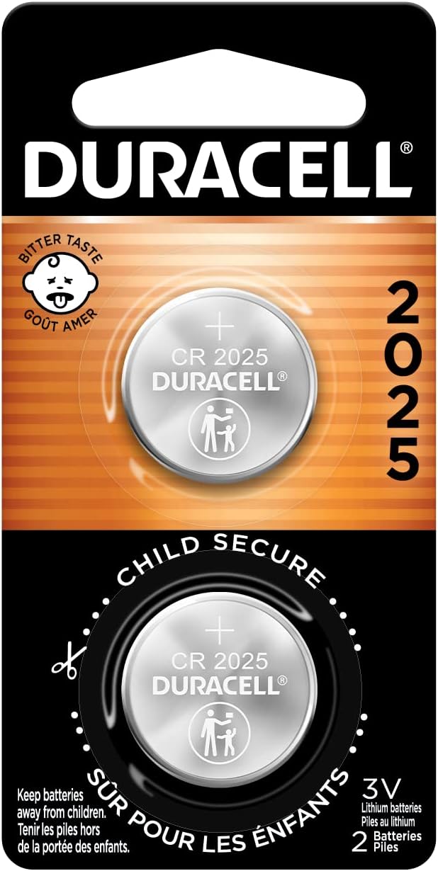 Duracell CR2025 3V Lithium Battery 2 Pack - Child Safe