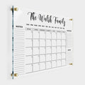 Large Personalized Acrylic Wall Calendar - Reusable Family Planner
