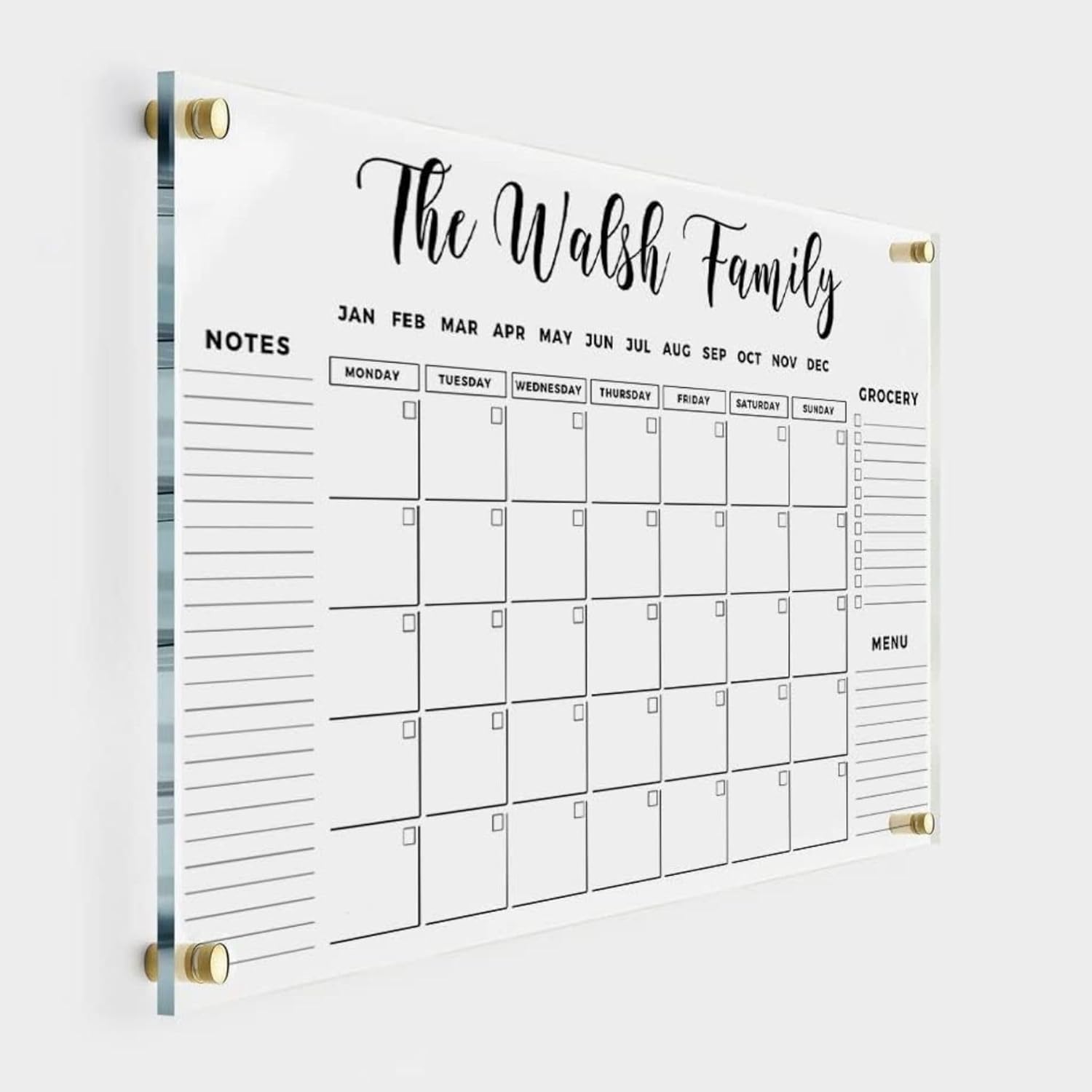 Large Personalized Acrylic Wall Calendar for Family Planning