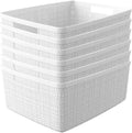 Curver Set of 6 Jute Decorative Plastic Baskets for Storage