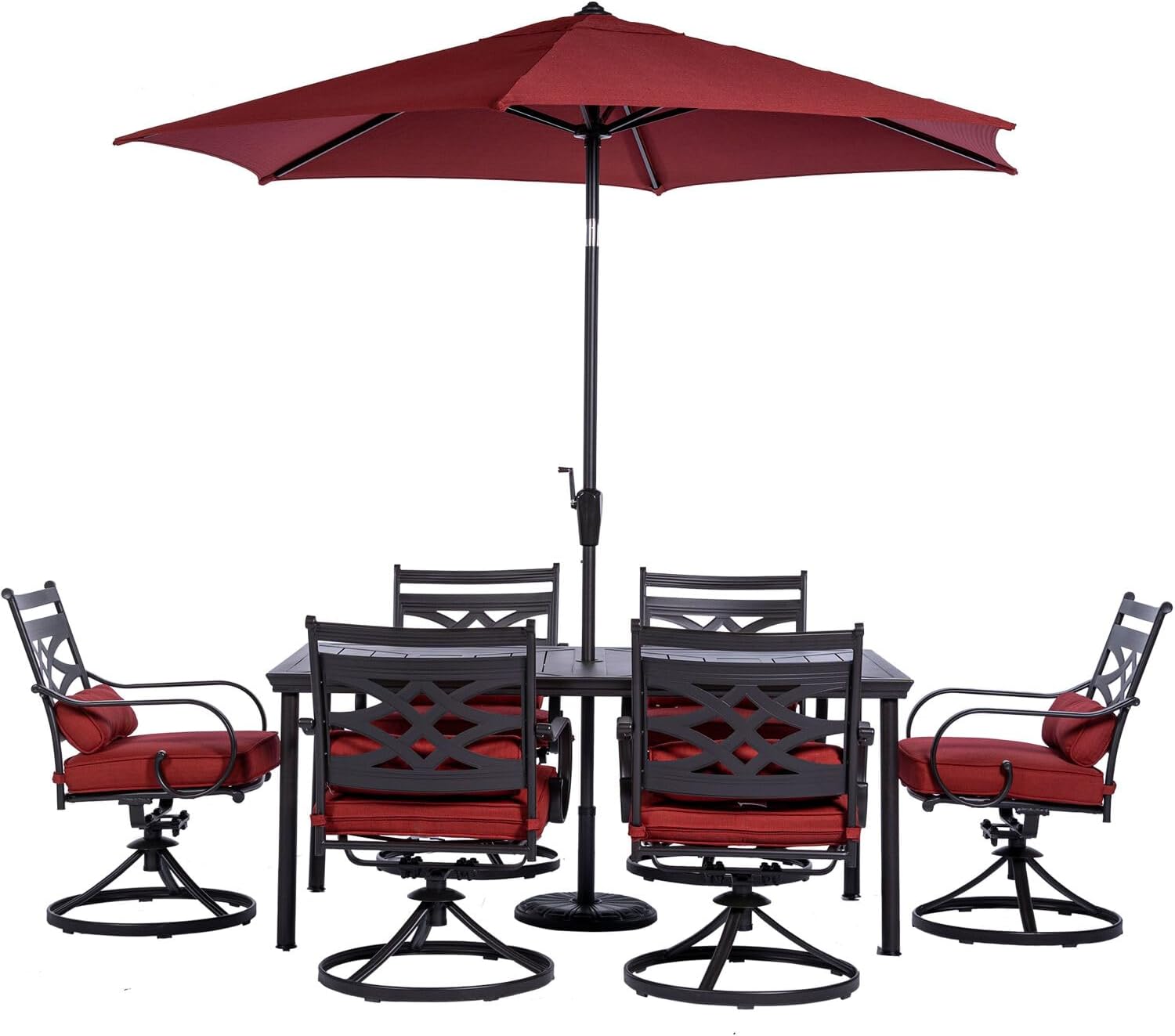 Hanover Montclair 7-Piece Outdoor Dining Set with Swivel Rockers