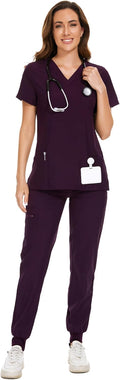 COZYFIT Scrubs for Women Set - Stretch V-Neck Top & Jogger Pant ranks