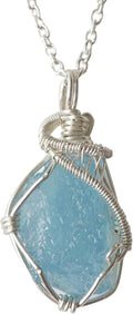 Handcrafted Raw Aquamarine Necklace in Sterling Silver - Reversible