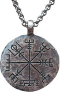 Vegvisir 925 Sterling Silver Viking Compass Necklace - Hand Hammered