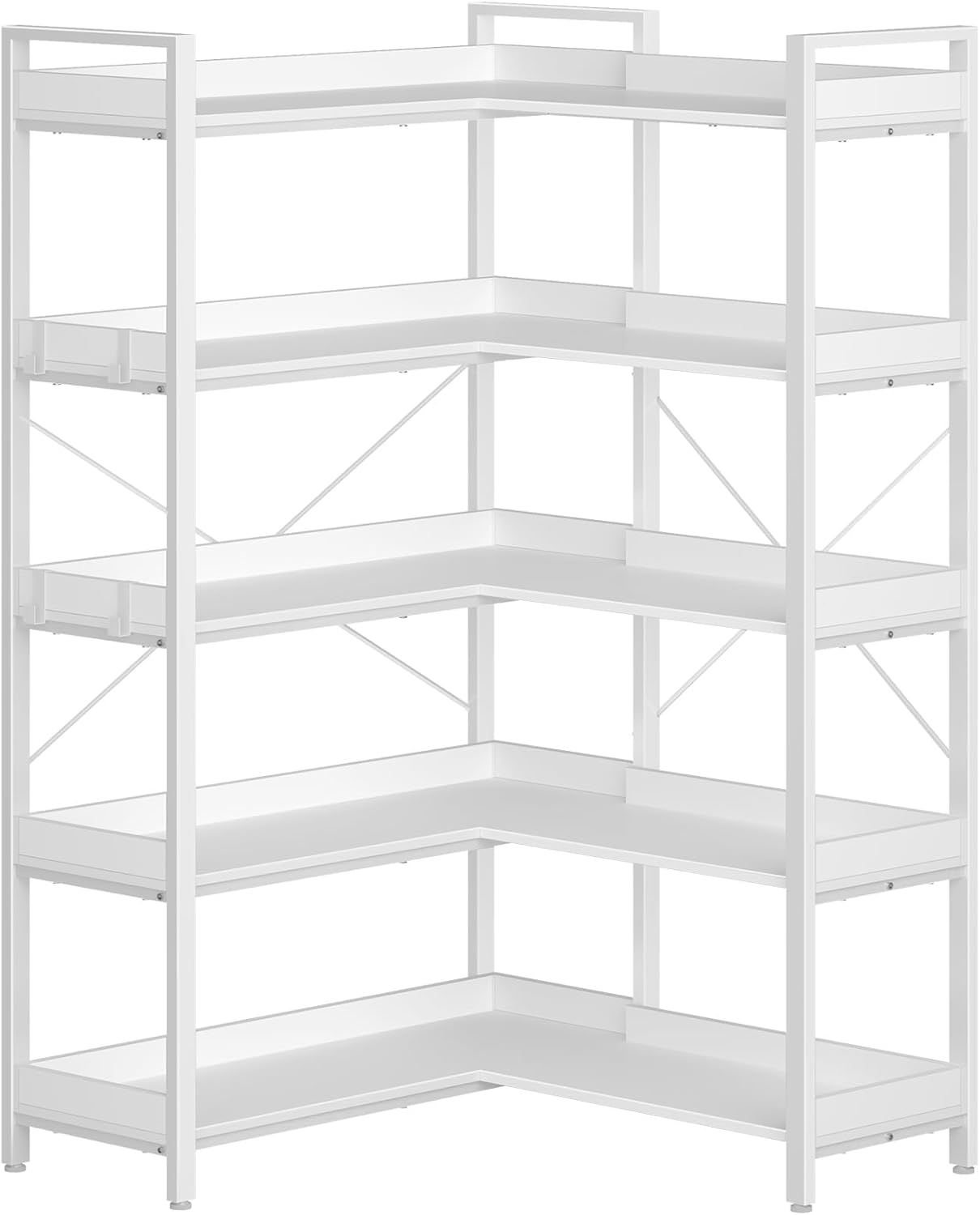 Rolanstar 5 Tier Reversible Corner Bookshelf for Home Office