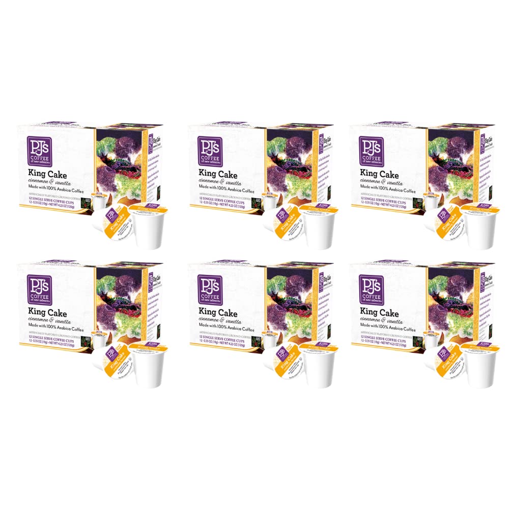 PJ's Coffee King Cake Single Serve Cups for Carnival Flavor