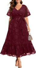 Plus Size Wrap V Neck Maxi Dress for Women - Semi Formal 2025