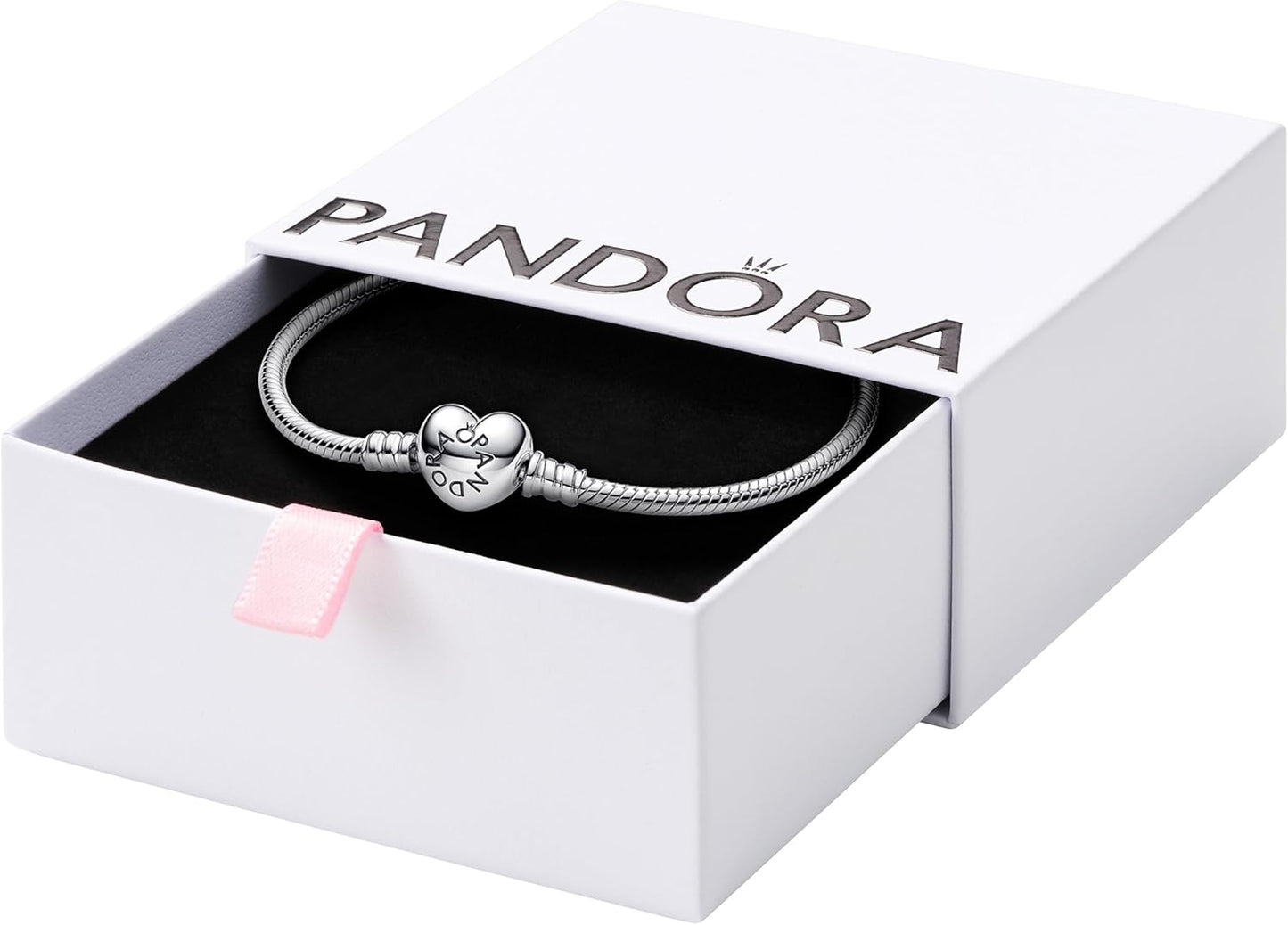PANDORA Moments Heart Clasp Snake Chain Bracelet for Charms