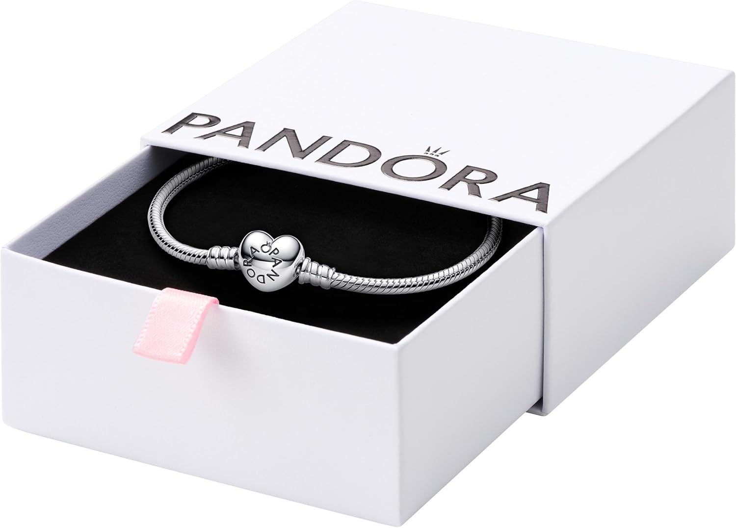 PANDORA Moments Heart Clasp Snake Chain Bracelet for Charms