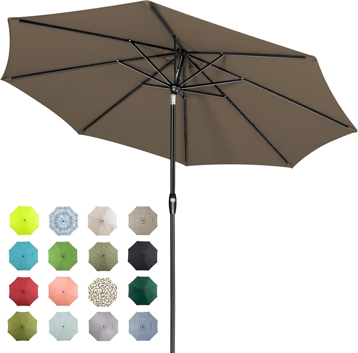 Tempera Patio Market Outdoor Table Umbrella with Auto Tilt