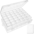 36-Grid Clear Plastic Organizer Box 2-Pack - Adjustable Dividers