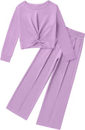 Stylish Long Sleeve Twist Crop Tops Set for Girls' Fall Wear