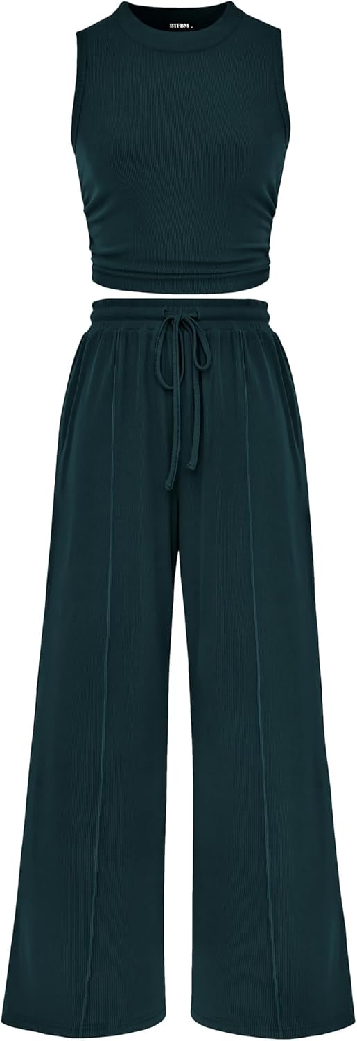 BTFBM Women Summer 2 Piece Outfits for Beach and Lounge Wear