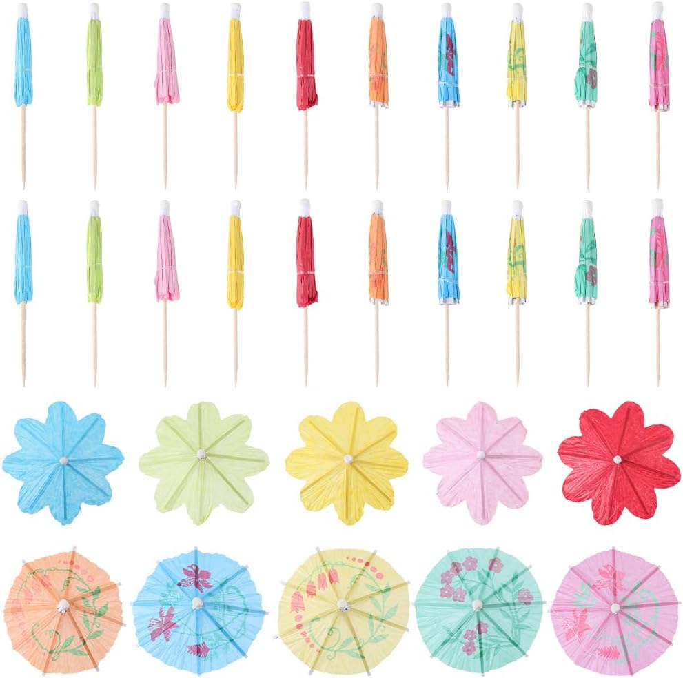 Colorful Cocktail Umbrella Picks x100 by CRASPIRE