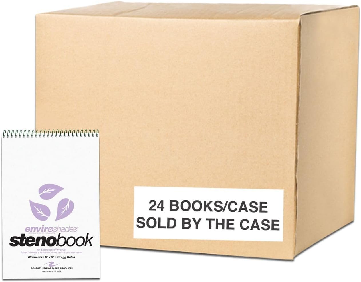 Eco-Friendly 6in x 9in Steno Books with Recycled Paper, 24 Pack