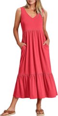 Summer-Ready Sleeveless Maxi Dress with Flowy Fit for Women