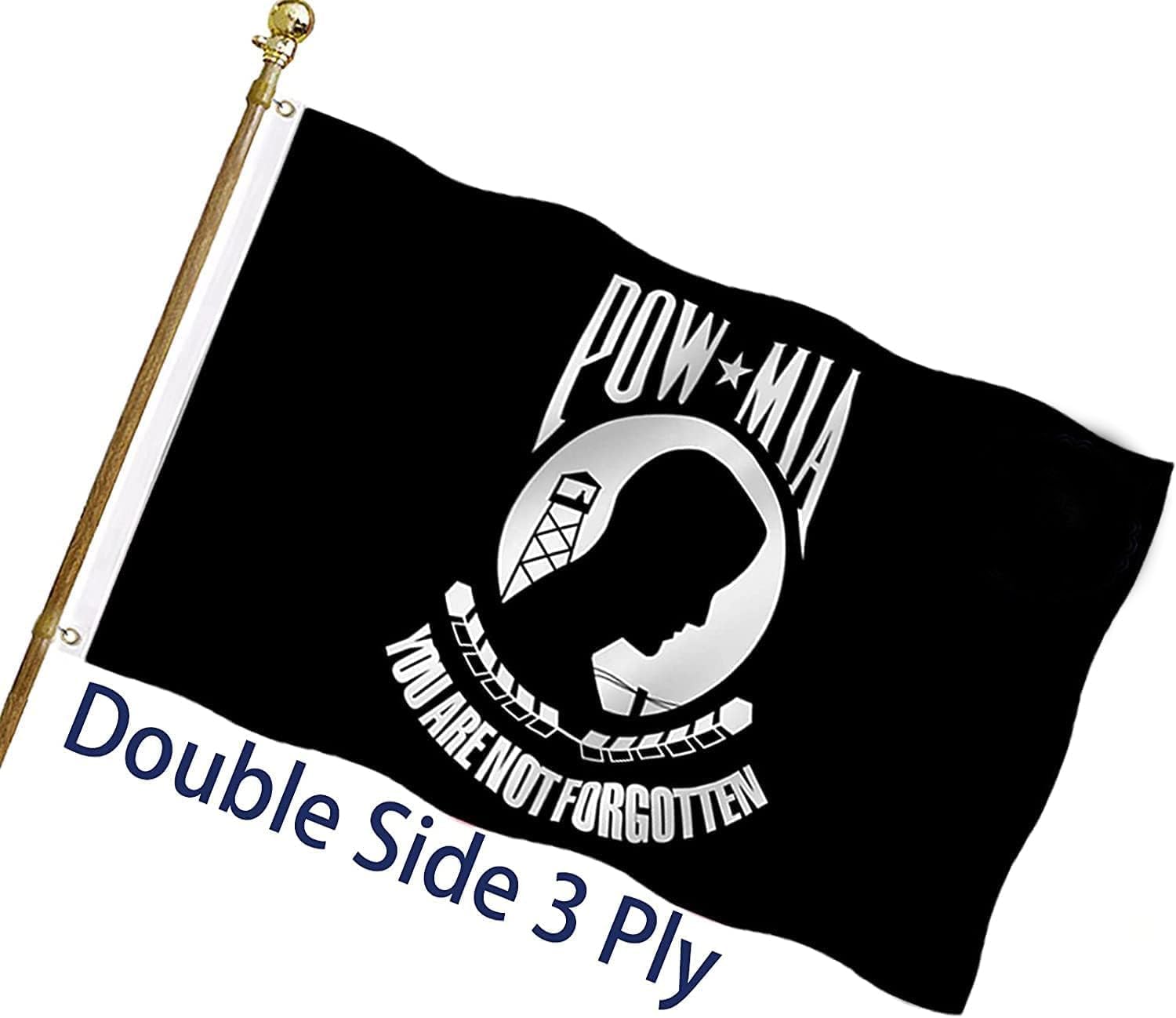 Double Sided POW MIA Flag 5x8 Ft Heavy Duty Polyester Banner