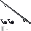 15FT Modern Aluminum Handrail Set - Sleek Matte Black Indoor Rail