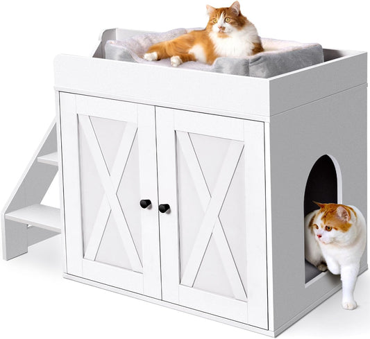 Cat Litter Box Enclosure with Multi-Functional Design for Pets