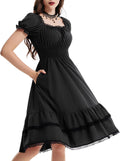 Scarlet Darkness Gothic Victorian Midi Dress - Versatile Square