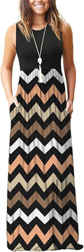 Women Sleeveless Loose Plain Maxi Dress - Casual Floor-Length