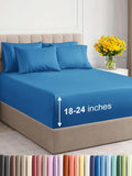 Extra Deep King Sheet Set - Denim Blue 6 Piece Cooling Sheets