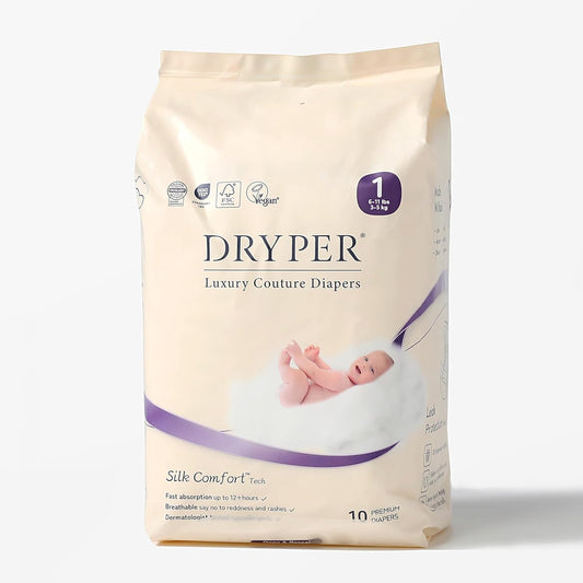 DRYPER Ultra Soft Baby Nappies - Size 1, Super Absorbent, 10 Pack