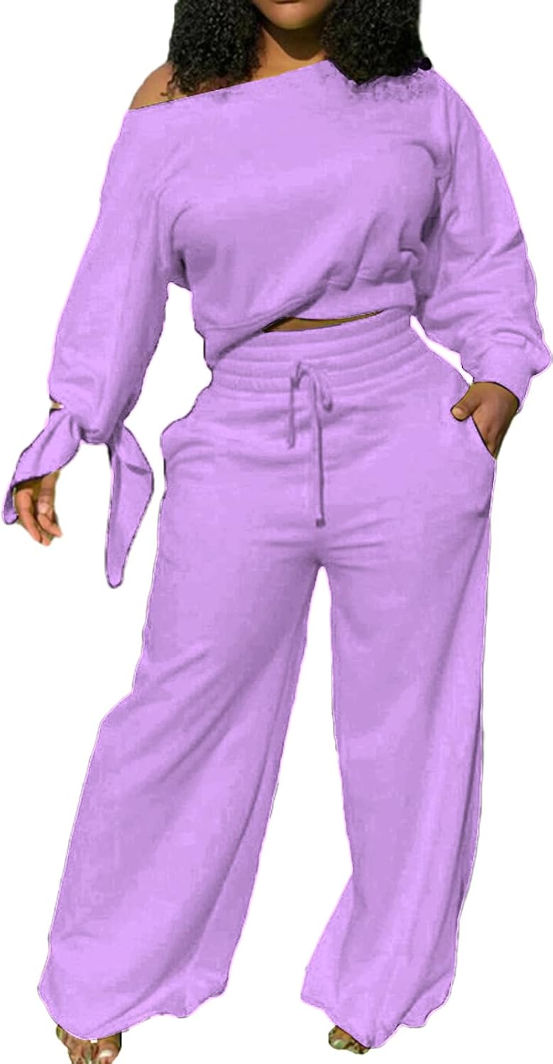 Casual 2 Piece Outfits for Women - Sexy Long Sleeve Sweatsuit