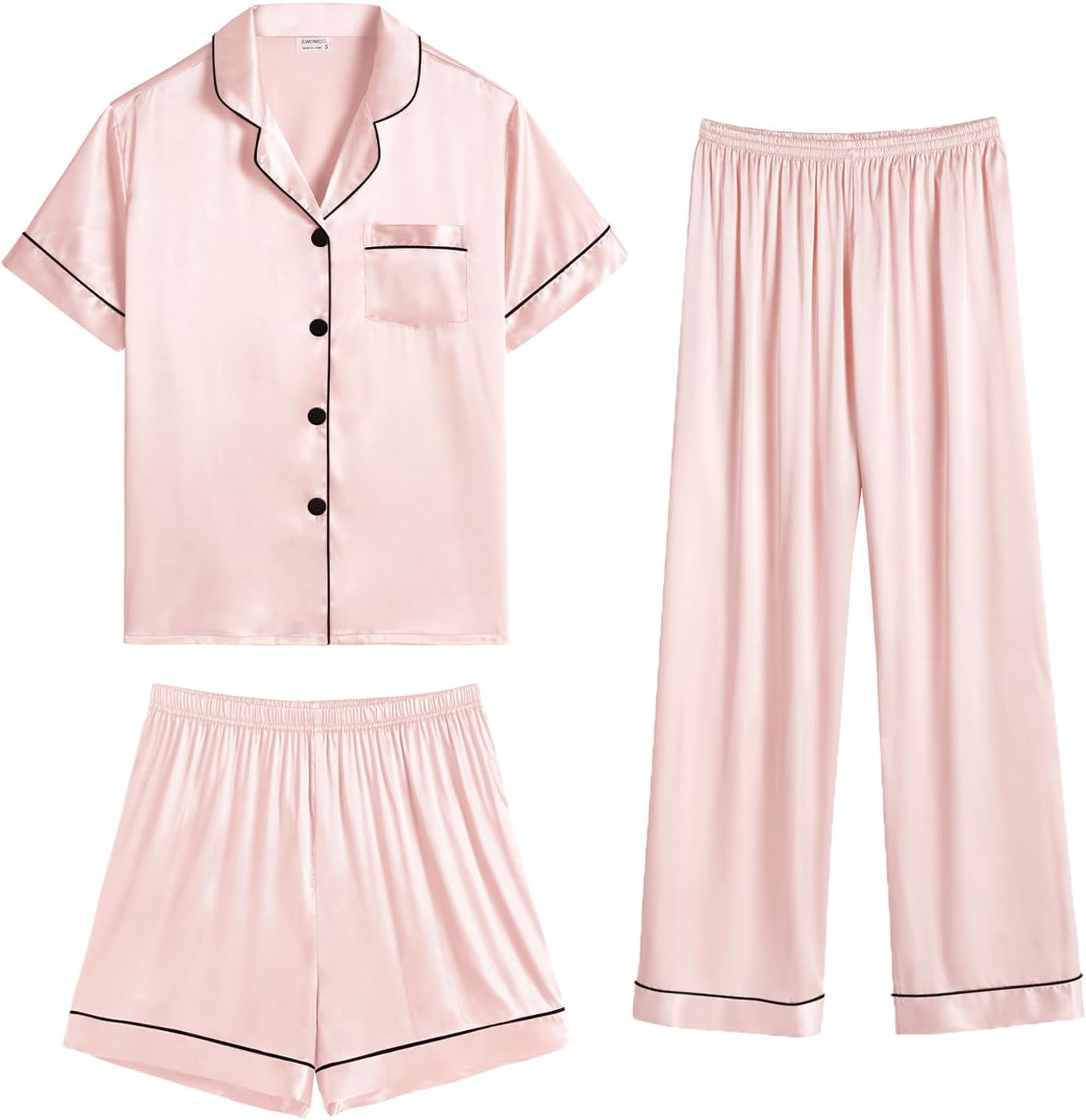 SWOMOG Womens Silk Satin Pajama Sets for Ultimate Comfort